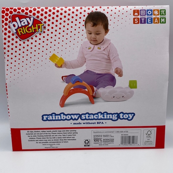 Play Right Rainbow Stacking Toy Develops Fine Motor Skills  Baby 6 Piece Set NEW - Picture 3 of 8